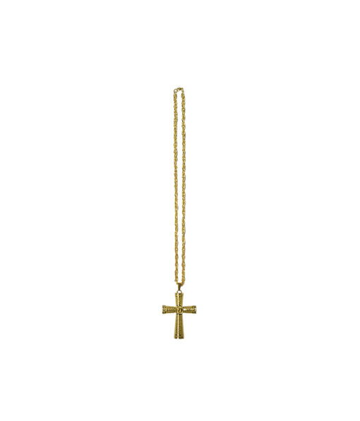 Gold cross design necklace with studs in single pack