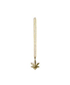 Gold hemp leaf necklace design with studs in single pack