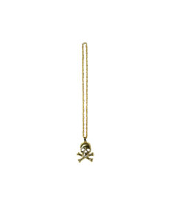 Gold skull with crossbones pirate design necklace in single pack