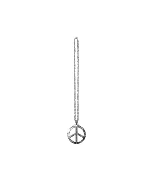 Silver hippy peace sign design necklace in single pack