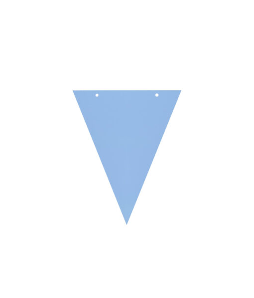 Light blue triangle with two holes and ribbon DIY paper flag banner