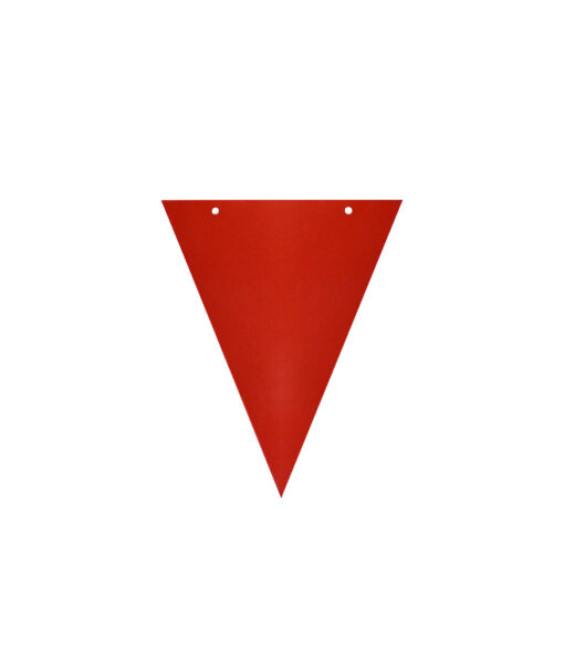 Red triangle with two holes and ribbon DIY paper flag banner