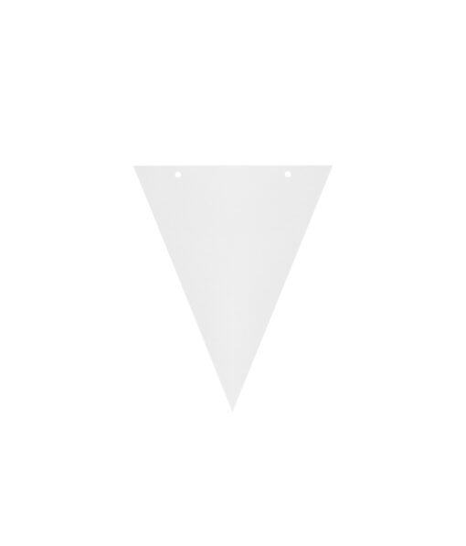 White triangle with two holes and ribbon DIY paper flag banner