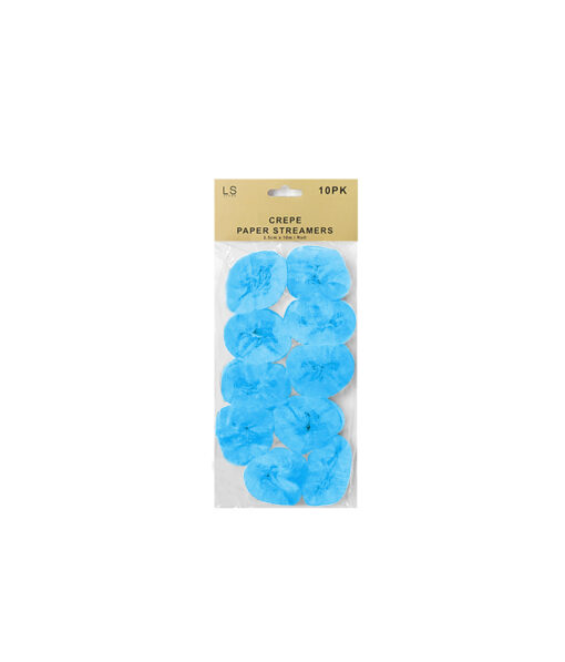 Light blue crepe paper streamers coming in pack of 10