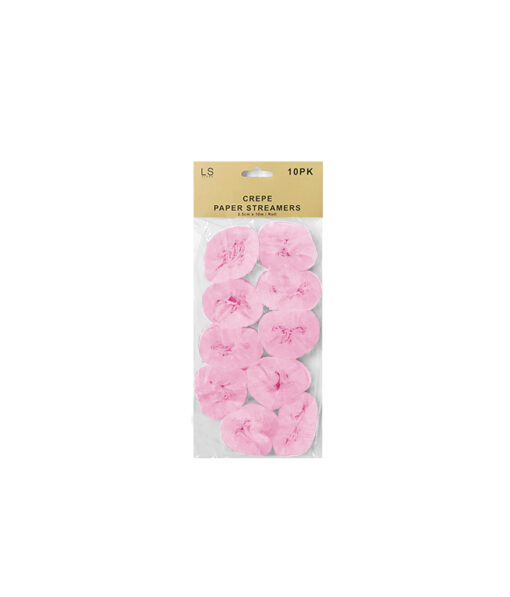 Light pink crepe paper streamers coming in pack of 10