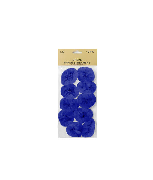 Royal blue crepe paper streamers coming in pack of 10