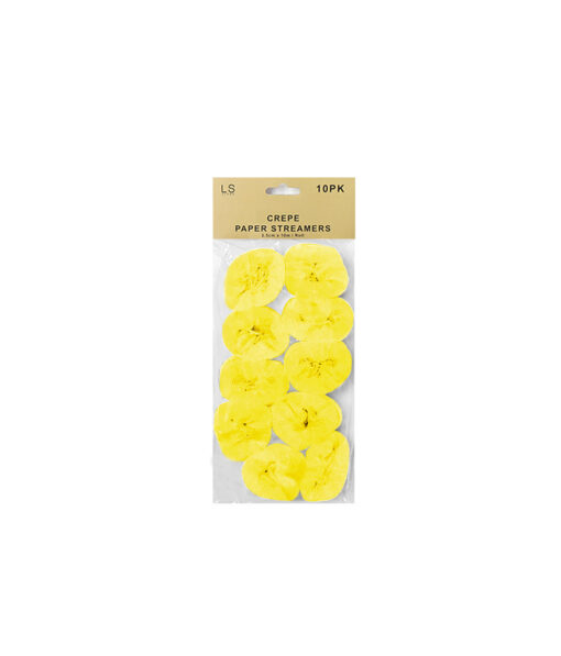 Yellow crepe paper streamers coming in pack of 10