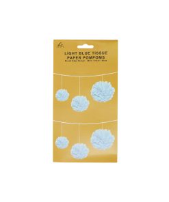 Tissue Paper Pompom Light Blue 3pk