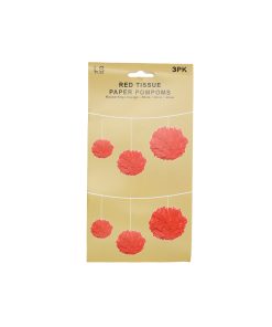 Tissue Paper Pompom Red 3pk