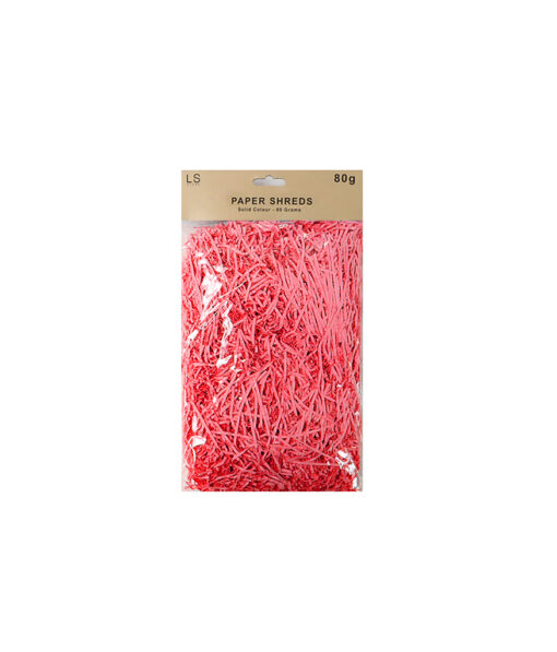 Solid colour shredded paper in red colour coming in pack of 80 grams
