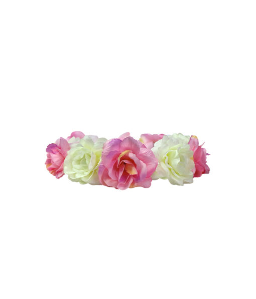 Natural large pink and white flower headband crown