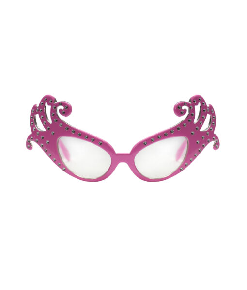 Pink dame edna style party glasses in pink colour with silver studs on the side