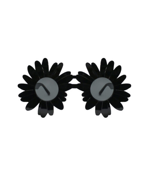 Black glasses with black sunflower petal design