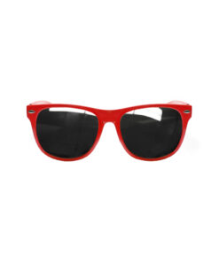 Red glasses with dark tinted lens