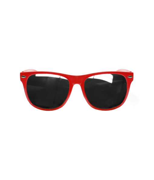 Red glasses with dark tinted lens
