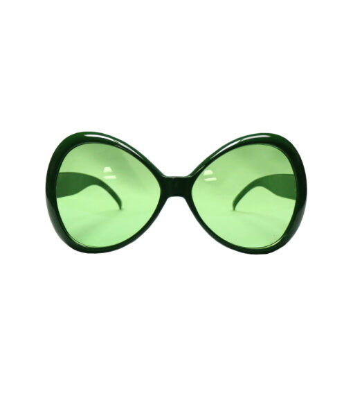 Large green bow shape party glasses with tinted green lens