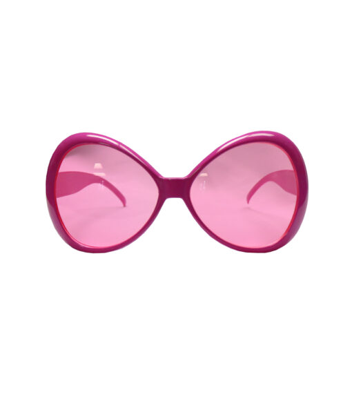 Large hot pink bow shape party glasses with tinted hot pink lens