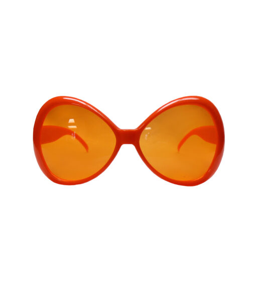 Large orange bow shape party glasses with tinted orange lens