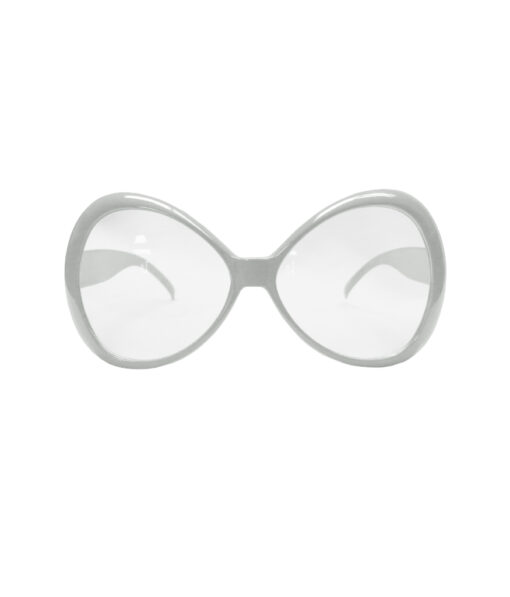 Large white bow shape party glasses with tinted white lens