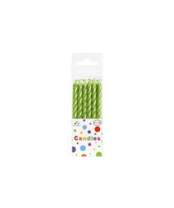 Metallic green birthday candles in pack of 12