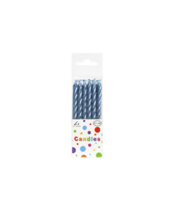 Metallic light blue birthday candles in pack of 12