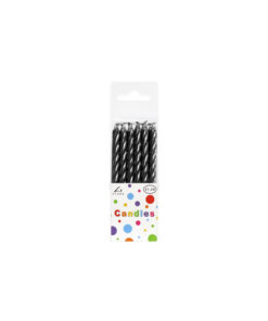 Metallic black birthday candles in pack of 12