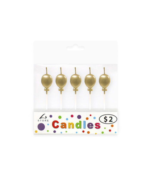 Metallic Gold Balloon Candles 5pk