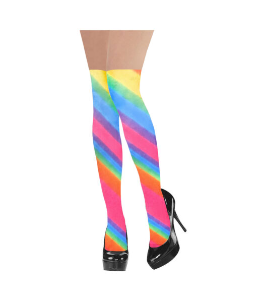 Rainbow striped thigh high stockings