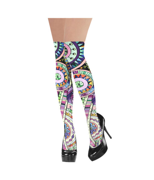 Multi-flower thigh high stockings