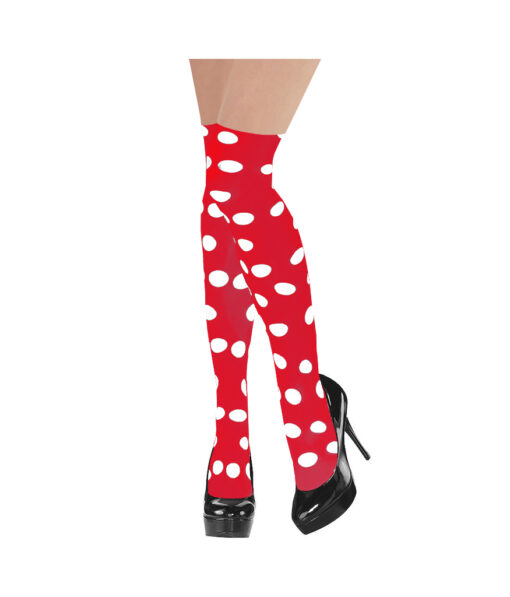 Red with white dots thigh high stockings