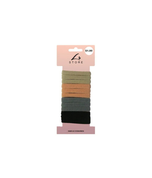 Hair tie set coming in green, orange, grey, and black colour coming in pack of 12