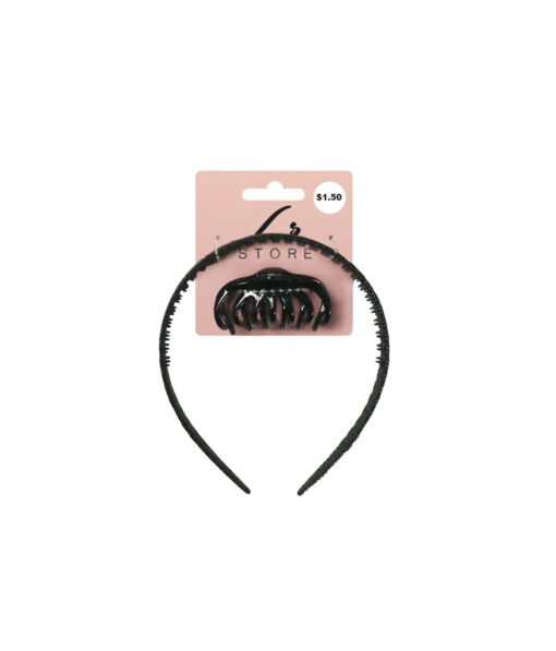 Hair band and claw clip in black colour coming in pack of 2