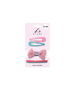 Pastel pink and blue hair accessories including hair clips, hair bands and bow coming in pack of 5 pieces