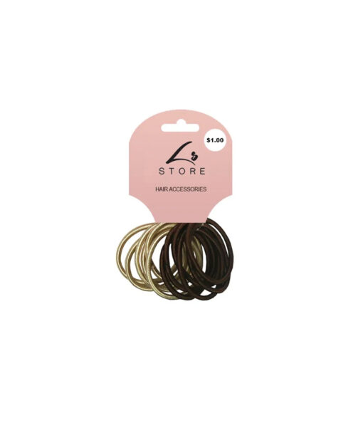 Brown and gold assorted elastic hair ties coming in pack of 12