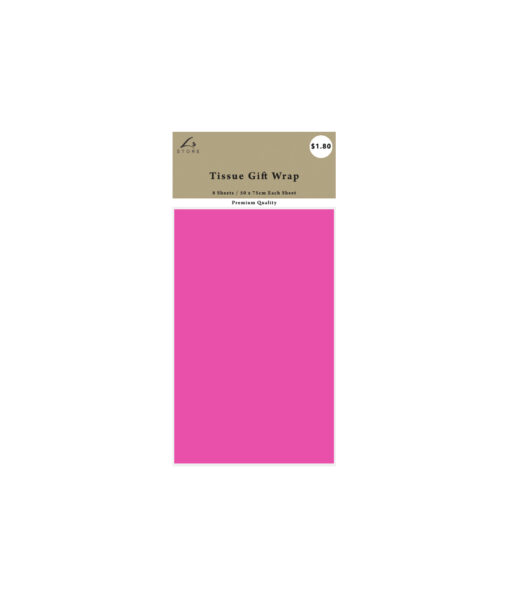 Tissue gift wrap paper in hot pink colour coming in size of 50cm * 75cm and in pack of 8 sheets