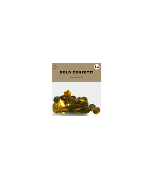 Pack of circular gold confetti in size of 2.5cm diameter and coming in bag of 40g