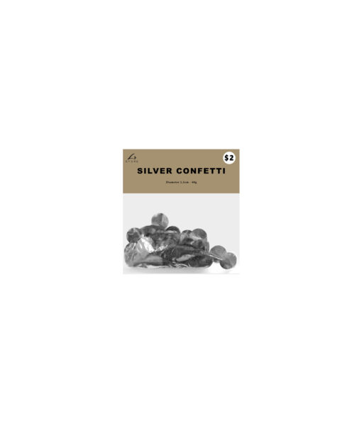 Pack of circular silver confetti in size of 2.5cm diameter and coming in bag of 40g