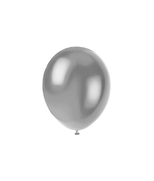 Plain silver latex balloon in 12 inch size and coming in pack of 20