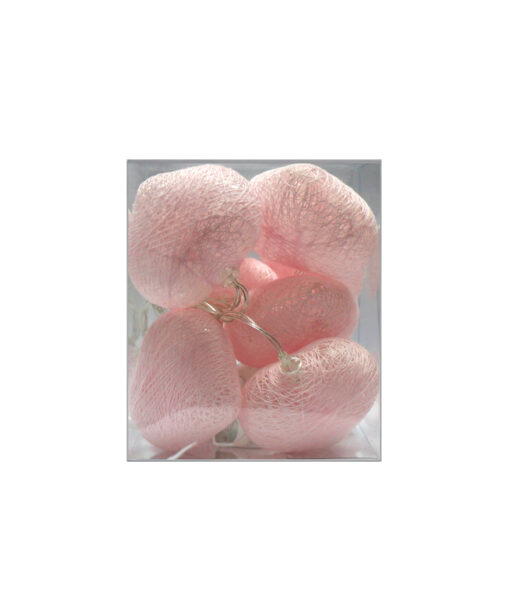 Pink colour cotton heart LED lights in pack of 10