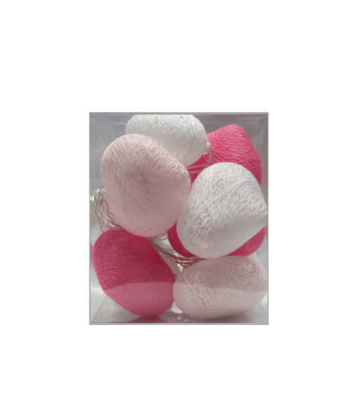 Mixed pink and white colour cotton heart LED lights in pack of 10