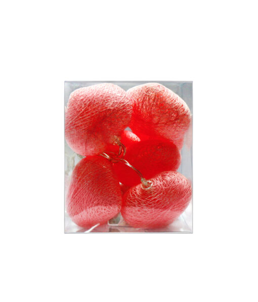 String lights in cotton ball hear in red colour coming in pack of 10 and 1m length