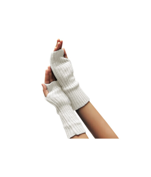 White hand and arm warmers