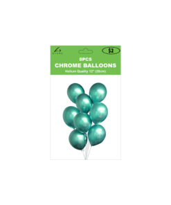 Plain metallic green chrome latex balloons in pack of 8 and size of 30cm