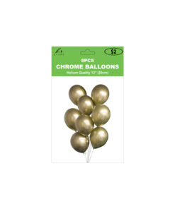 Plain metallic gold chrome latex balloons in pack of 8 and size of 30cm