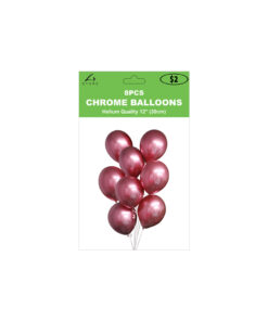 Plain metallic mauve chrome latex balloons in pack of 8 and size of 30cm