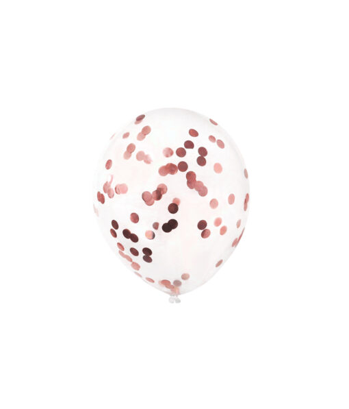 Clear light pink confetti latex balloon in pack of 6 and size of 30cm