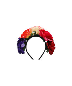 Headband with purple, red and white flowers