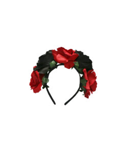 Headband with red and black flowers