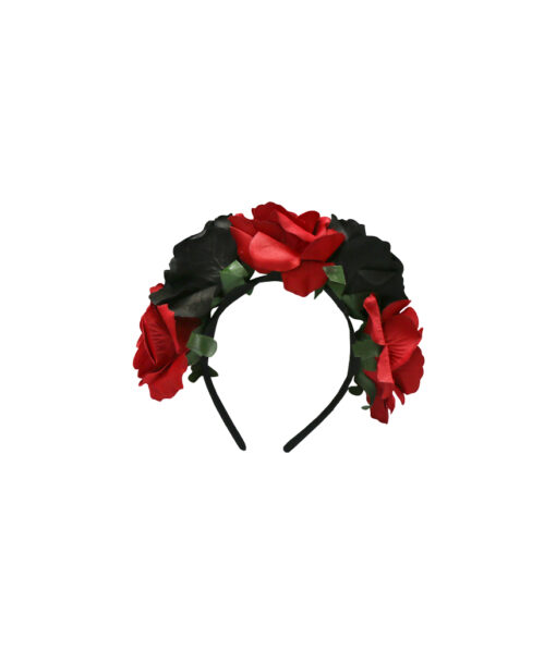 Headband with red and black flowers