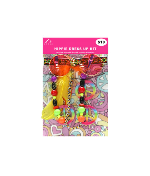 Hippie dress up kit with headband, glasses, earrings and necklace